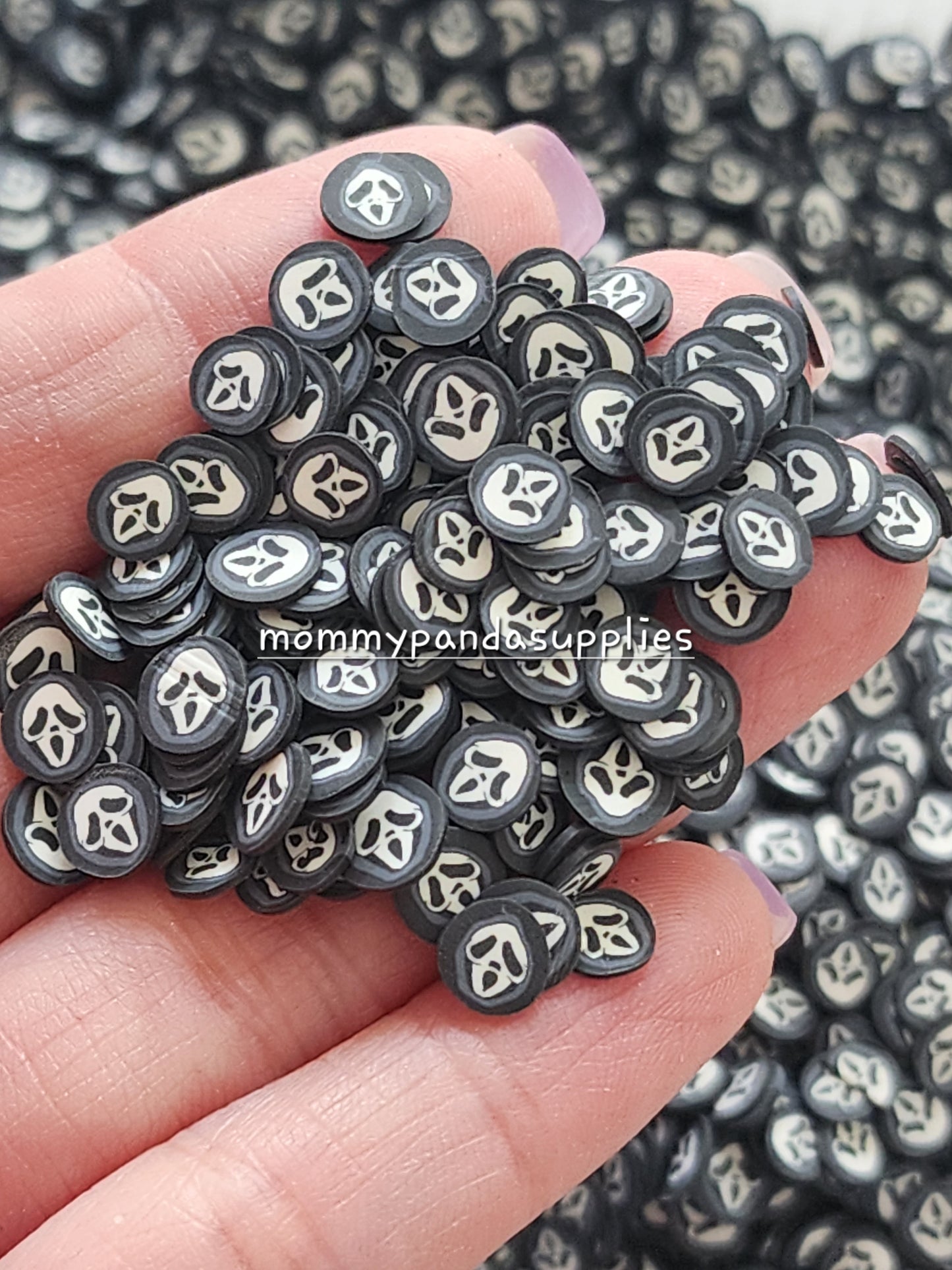 Polymer Clay Slices - Halloween Scary Face - Small Size