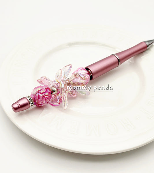 Beautiful Rose Butterfly Beaded Pen