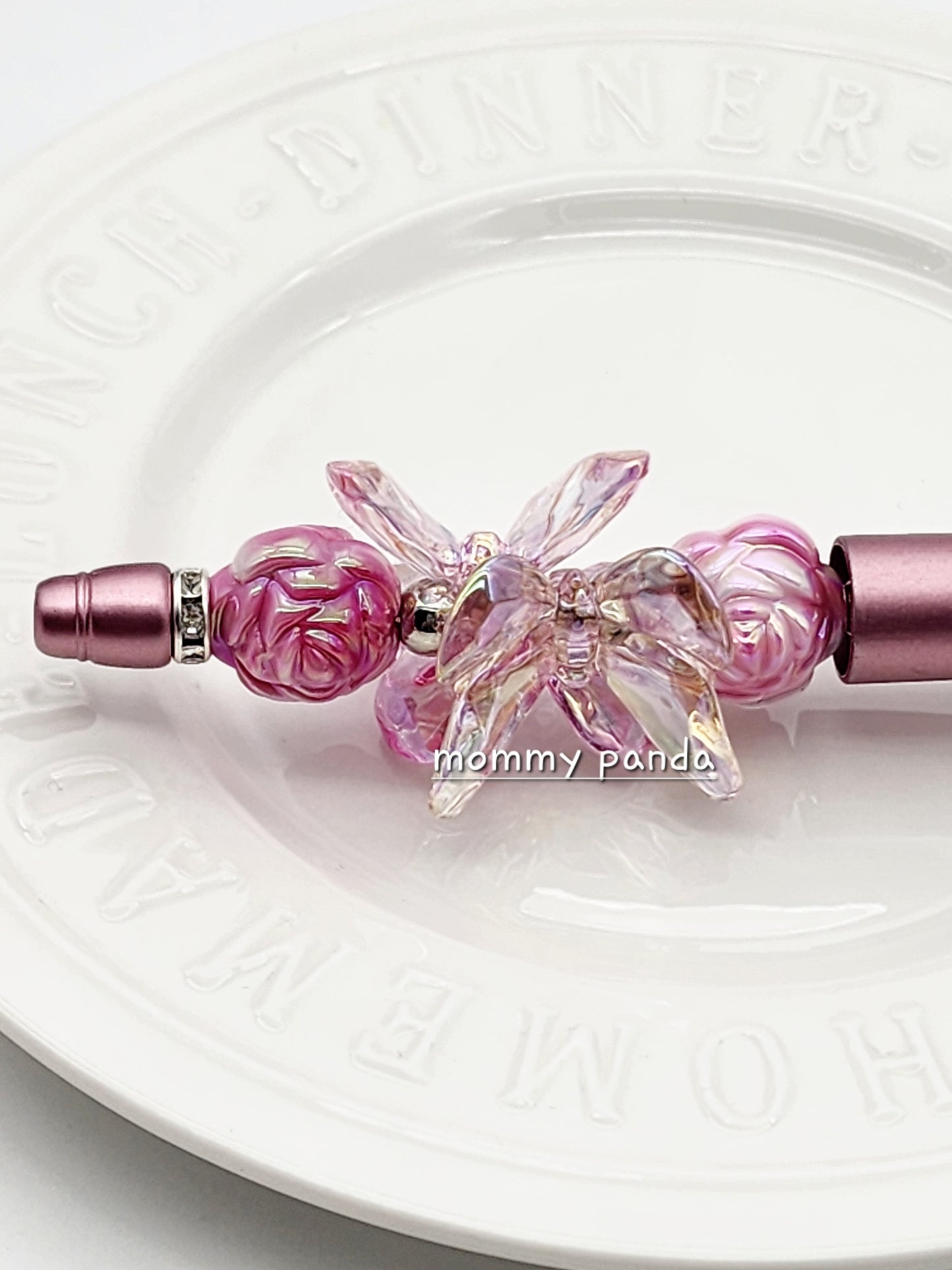 Beautiful Rose Butterfly Beaded Pen